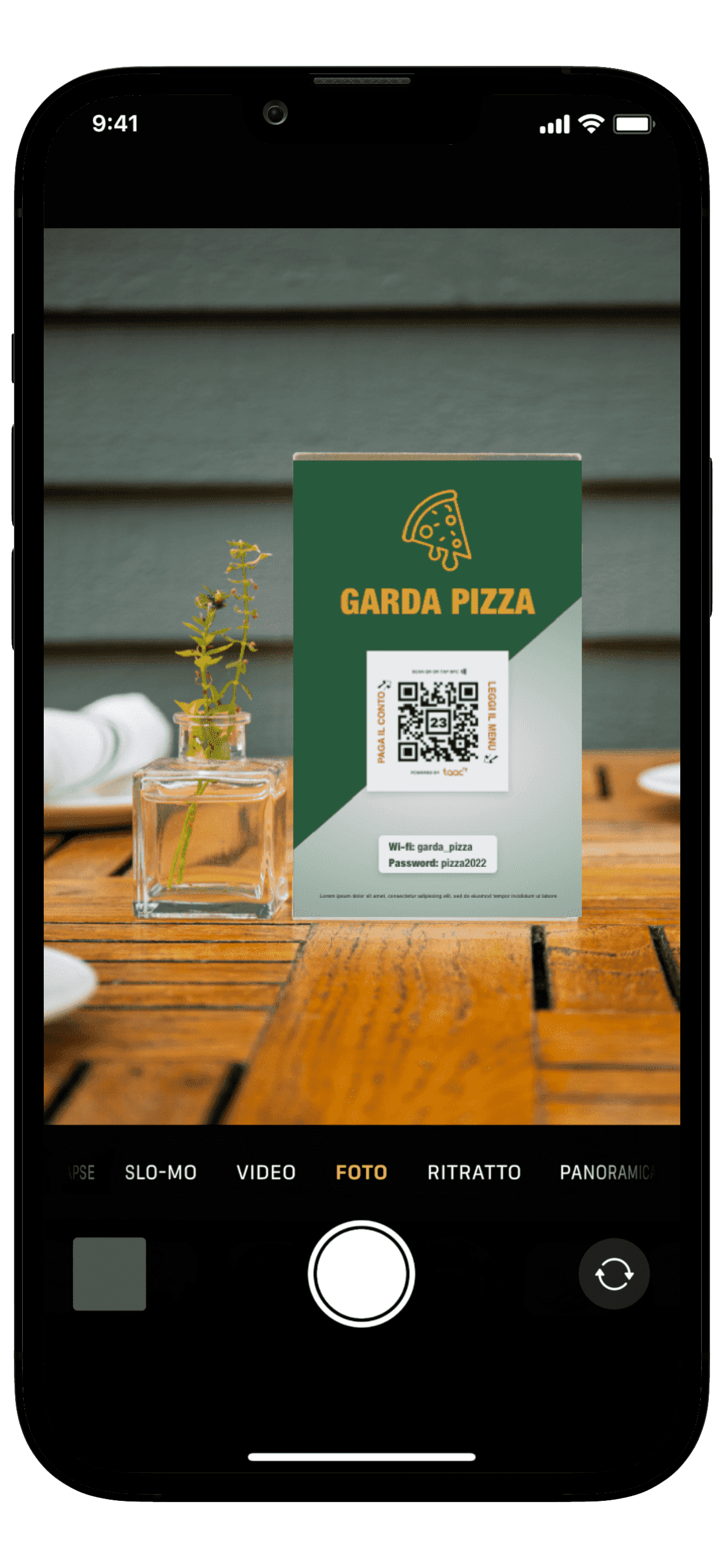 taac qr code displayed on restaurant table